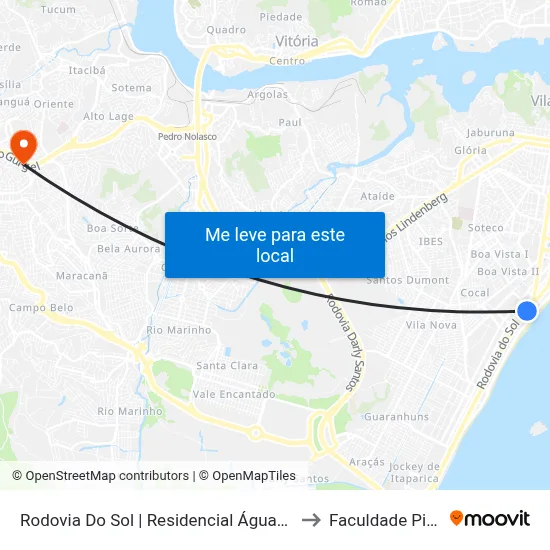 Rodovia Do Sol | Residencial Águas Claras to Faculdade Pio XII map
