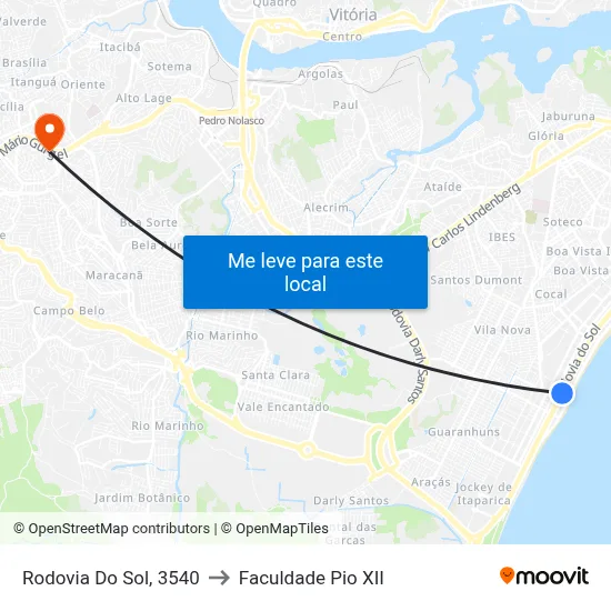 Rodovia Do Sol, 3540 to Faculdade Pio XII map