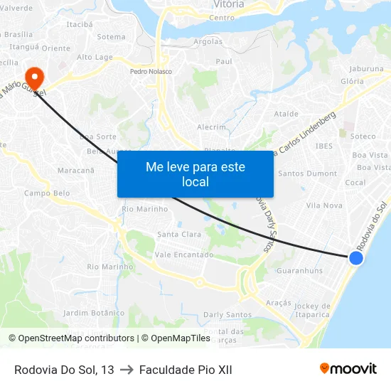 Rodovia Do Sol, 13 to Faculdade Pio XII map