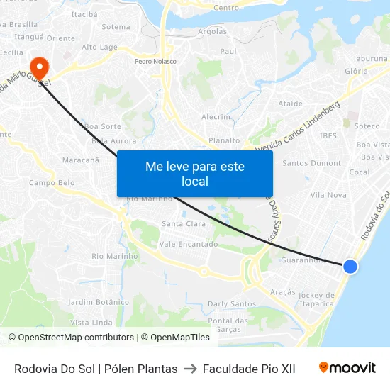 Rodovia Do Sol | Pólen Plantas to Faculdade Pio XII map