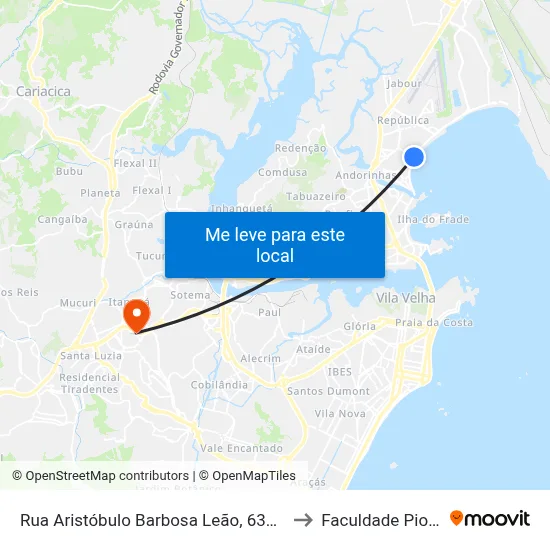 Rua Aristóbulo Barbosa Leão, 632-666 to Faculdade Pio XII map