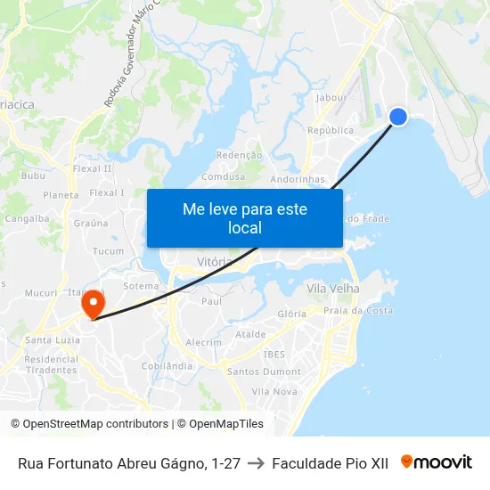 Rua Fortunato Abreu Gágno, 1-27 to Faculdade Pio XII map