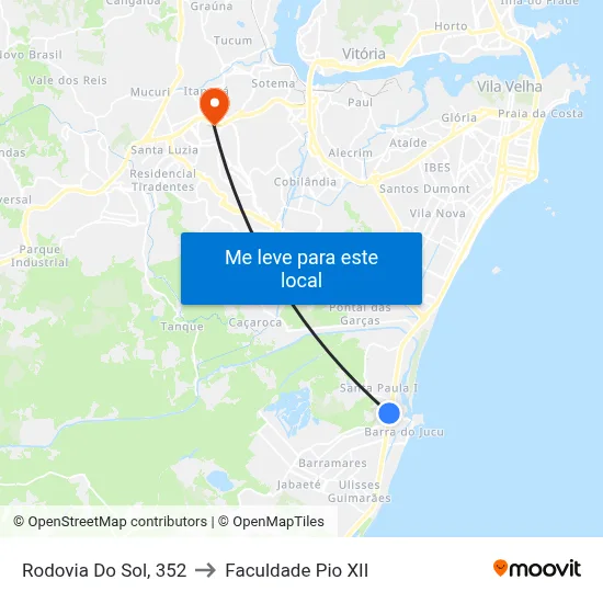 Rodovia Do Sol, 352 to Faculdade Pio XII map