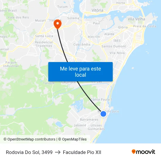 Rodovia Do Sol, 3499 to Faculdade Pio XII map