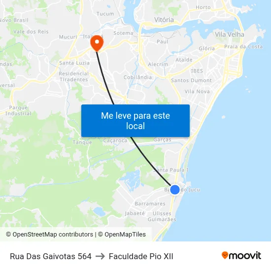 Rua Das Gaivotas 564 to Faculdade Pio XII map