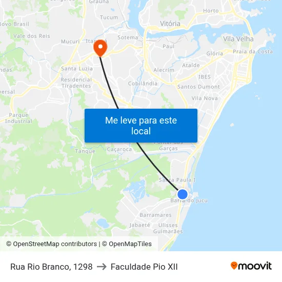 Rua Rio Branco, 1298 to Faculdade Pio XII map