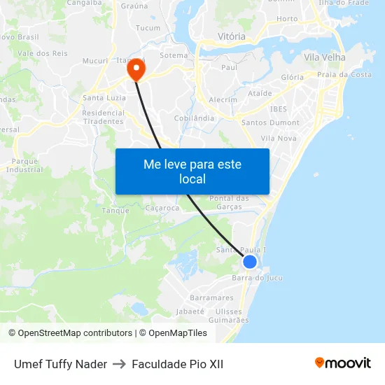 Umef Tuffy Nader to Faculdade Pio XII map