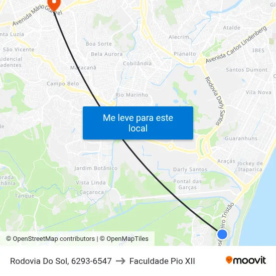 Rodovia Do Sol, 6293-6547 to Faculdade Pio XII map