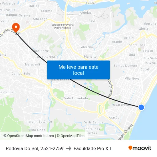 Rodovia Do Sol, 2521-2759 to Faculdade Pio XII map