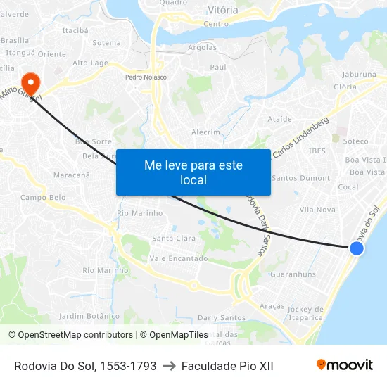 Rodovia Do Sol, 1553-1793 to Faculdade Pio XII map