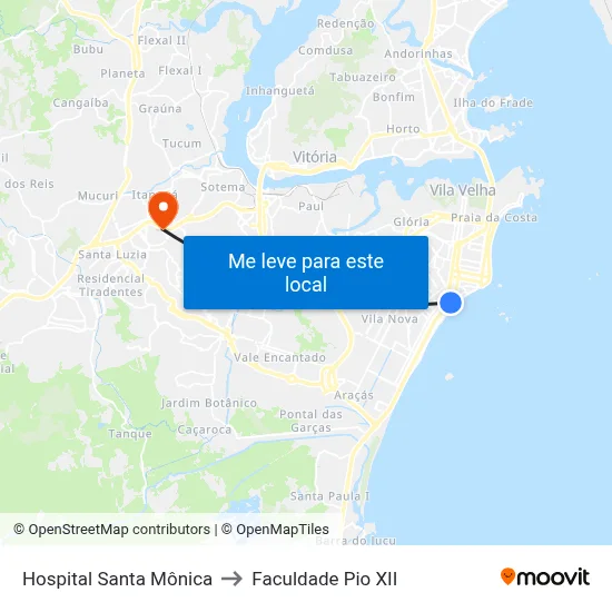 Hospital Santa Mônica to Faculdade Pio XII map