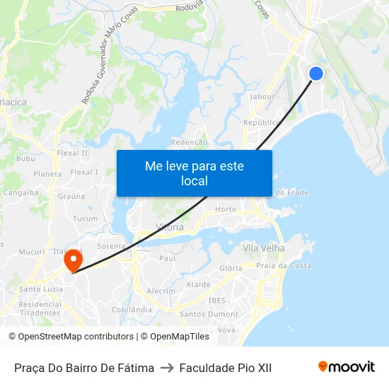 Praça Do Bairro De Fátima to Faculdade Pio XII map