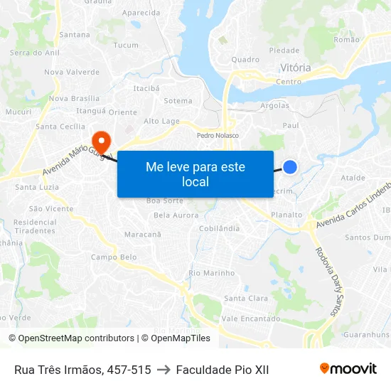 Rua Três Irmãos, 457-515 to Faculdade Pio XII map