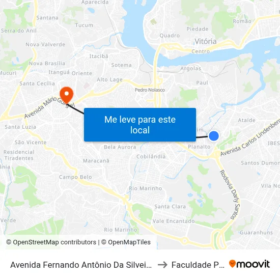 Avenida Fernando Antônio Da Silveira, 251-349 to Faculdade Pio XII map