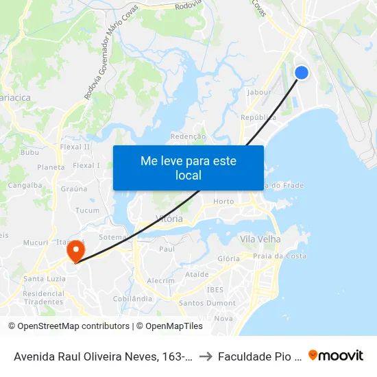 Avenida Raul Oliveira Neves, 163-197 to Faculdade Pio XII map