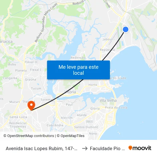 Avenida Isac Lopes Rubim, 147-235 to Faculdade Pio XII map