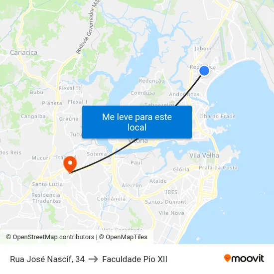 Rua José Nascif, 34 to Faculdade Pio XII map