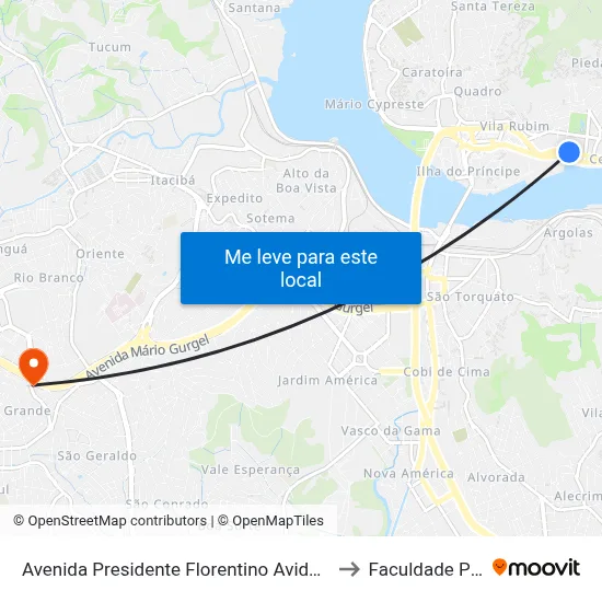 Avenida Presidente Florentino Avidos, 180-260 to Faculdade Pio XII map