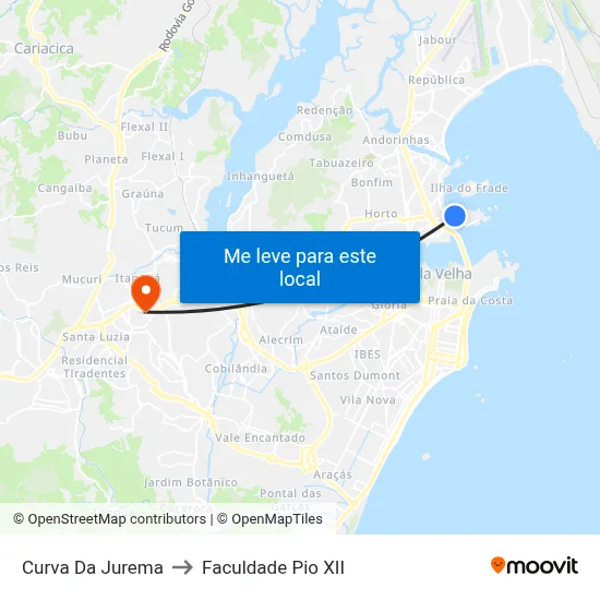 Curva Da Jurema to Faculdade Pio XII map