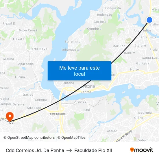Cdd Correios Jd. Da Penha to Faculdade Pio XII map