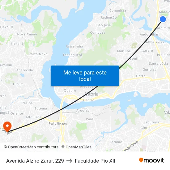 Avenida Alziro Zarur, 229 to Faculdade Pio XII map