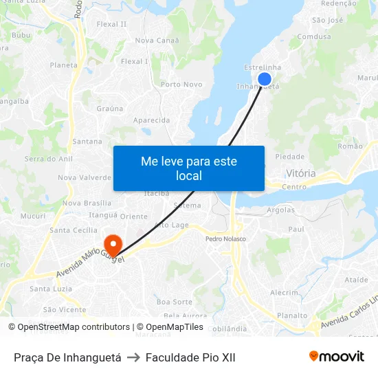 Praça De Inhanguetá to Faculdade Pio XII map