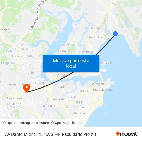 Av Dante Michelini, 4595 to Faculdade Pio XII map