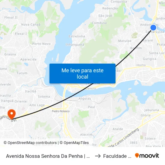 Avenida Nossa Senhora Da Penha | Edifício Luziane to Faculdade Pio XII map