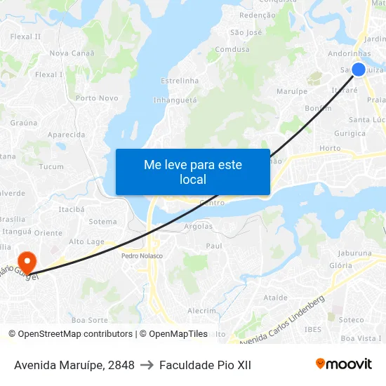 Avenida Maruípe, 2848 to Faculdade Pio XII map