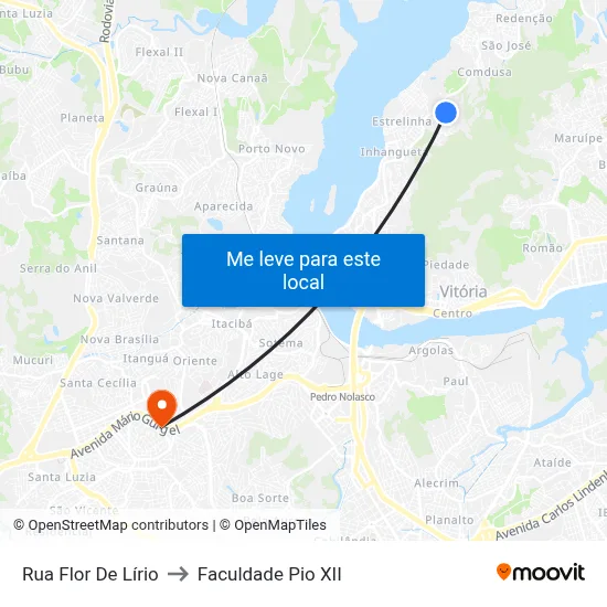 Rua Flor De Lírio to Faculdade Pio XII map
