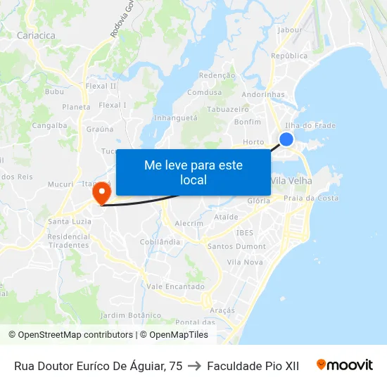 Rua Doutor Euríco De Águiar, 75 to Faculdade Pio XII map