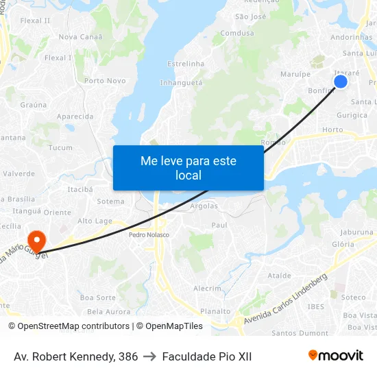 Av. Robert Kennedy, 386 to Faculdade Pio XII map