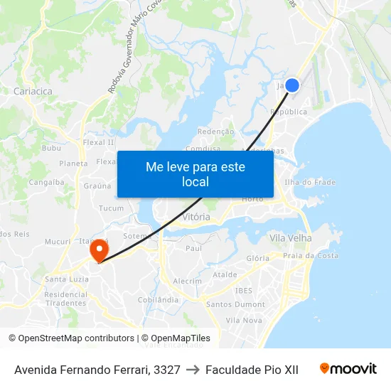 Avenida Fernando Ferrari, 3327 to Faculdade Pio XII map