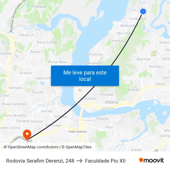 Rodovia Serafim Derenzi, 248 to Faculdade Pio XII map