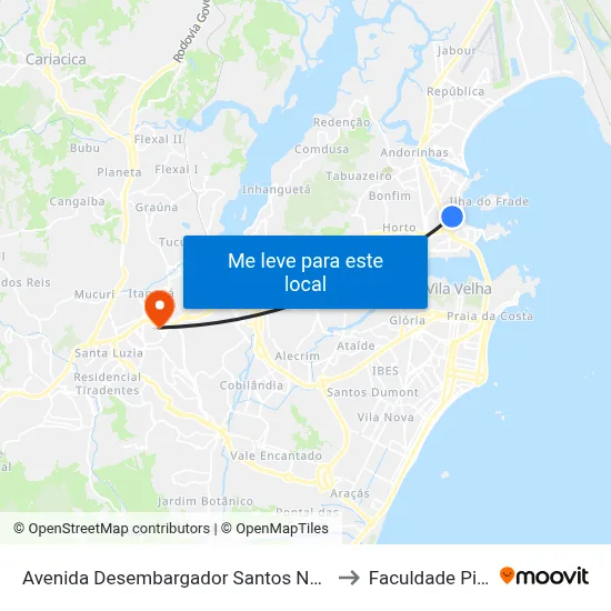 Avenida Desembargador Santos Neves, 551 to Faculdade Pio XII map