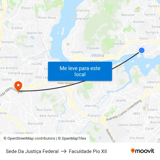 Sede Da Justiça Federal to Faculdade Pio XII map