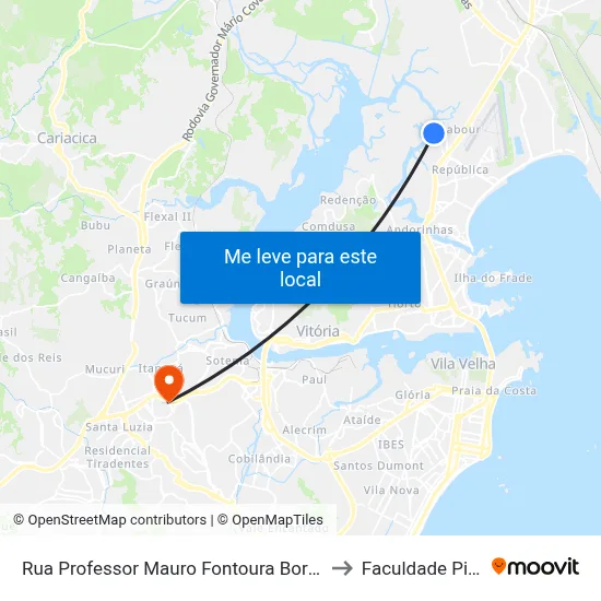 Rua Professor Mauro Fontoura Borges, 256 to Faculdade Pio XII map