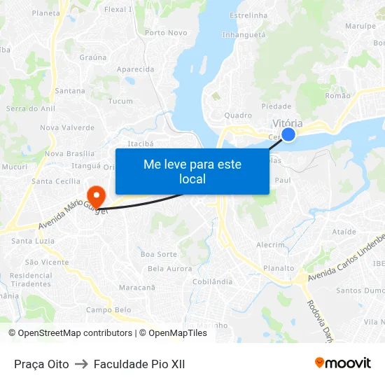 Praça Oito to Faculdade Pio XII map