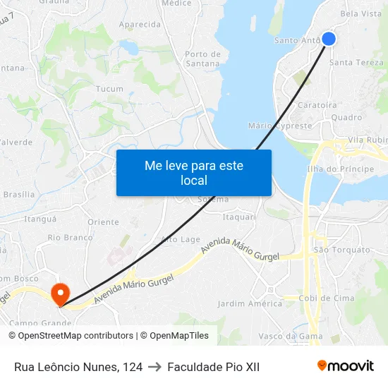 Rua Leôncio Nunes, 124 to Faculdade Pio XII map
