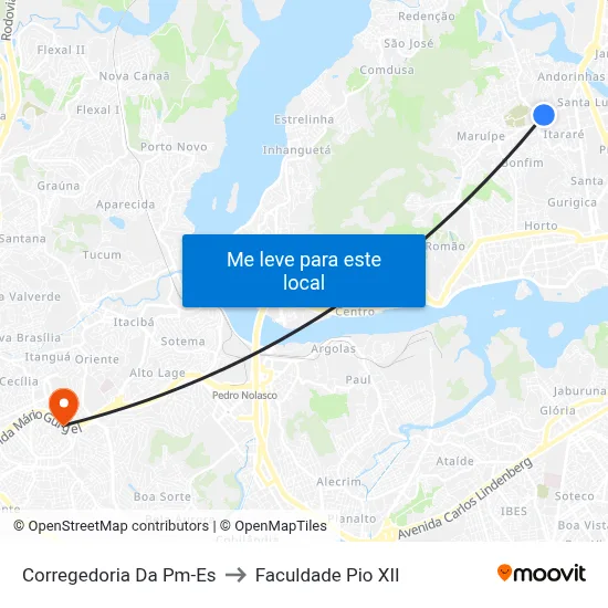Corregedoria Da Pm-Es to Faculdade Pio XII map