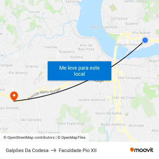 Galpões Da Codesa to Faculdade Pio XII map
