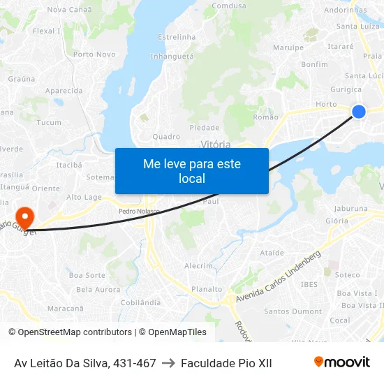 Av Leitão Da Silva, 431-467 to Faculdade Pio XII map