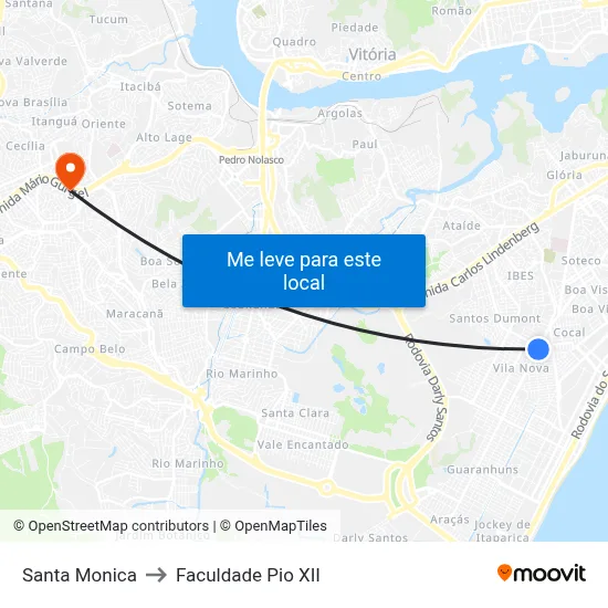 Santa Monica to Faculdade Pio XII map