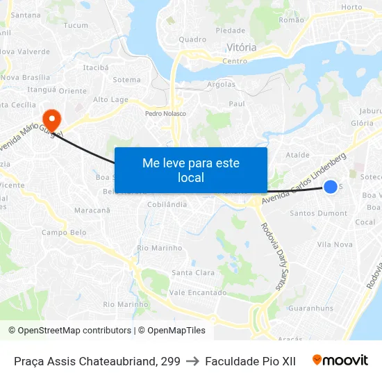Praça Assis Chateaubriand, 299 to Faculdade Pio XII map