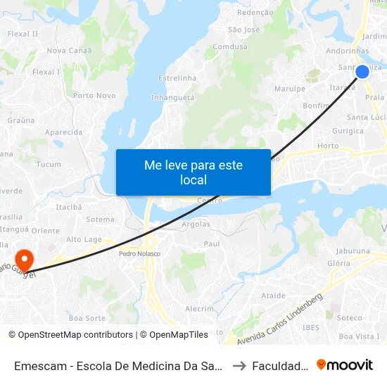 Emescam - Escola De Medicina Da Santa Casa De Misericórdia to Faculdade Pio XII map