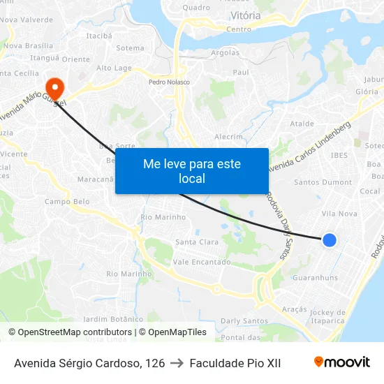 Avenida Sérgio Cardoso, 126 to Faculdade Pio XII map