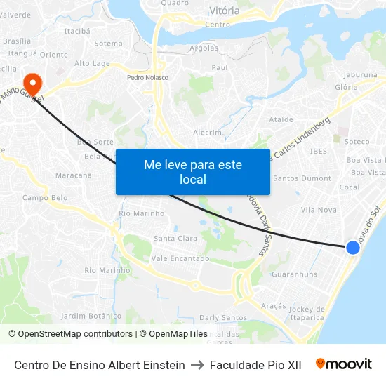 Centro De Ensino Albert Einstein to Faculdade Pio XII map