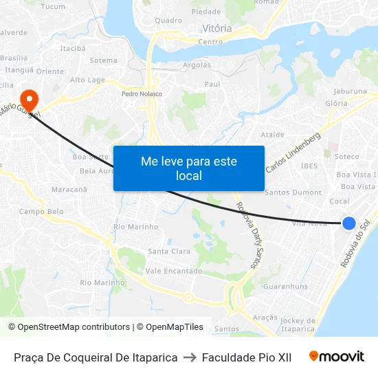 Praça De Coqueiral De Itaparica to Faculdade Pio XII map