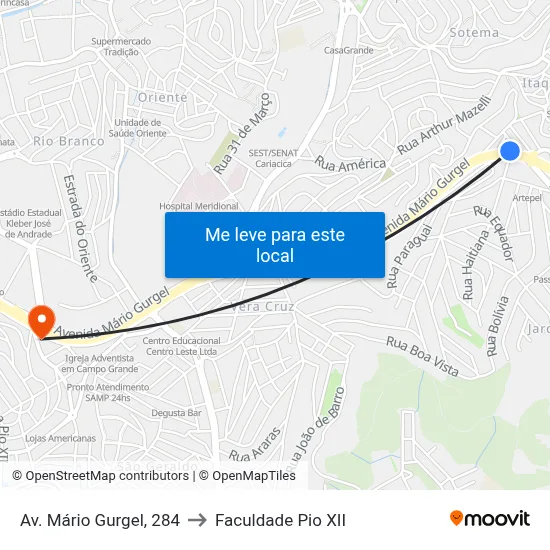 Av. Mário Gurgel, 284 to Faculdade Pio XII map