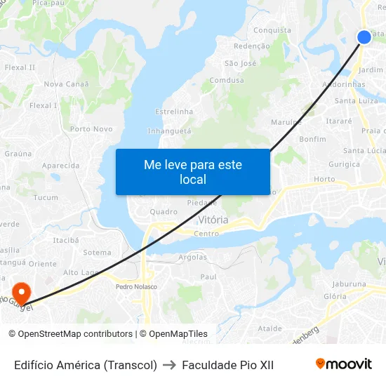 Edifício América (Transcol) to Faculdade Pio XII map